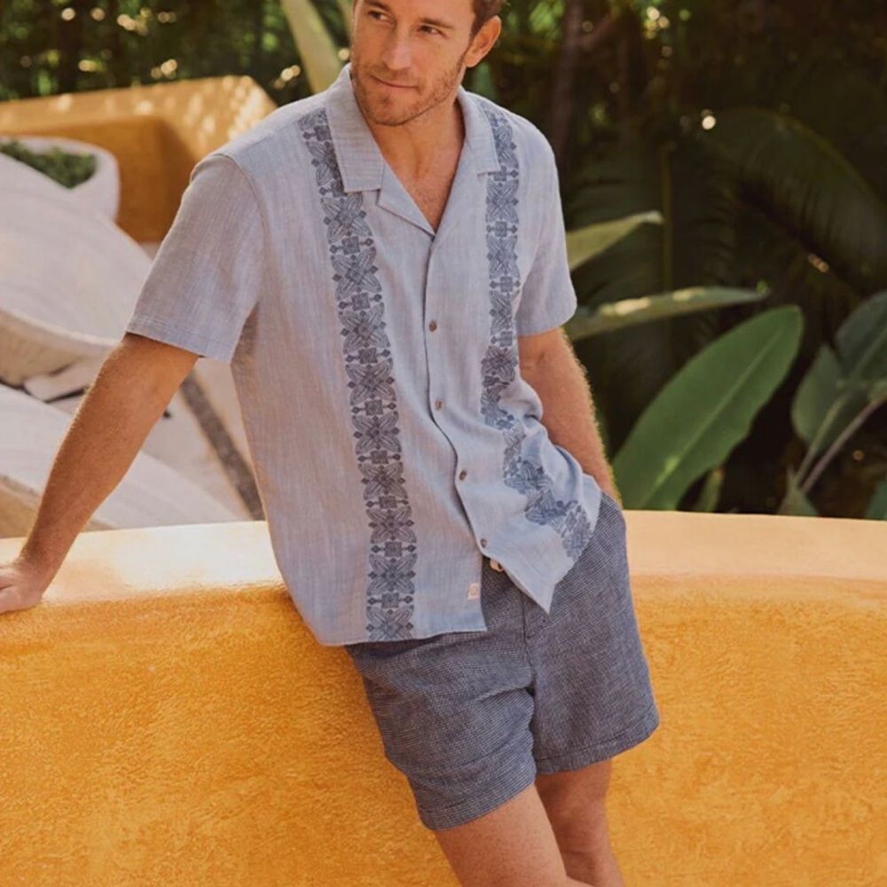 Marine Layer Embroidered Stretch Short Sleeve Shirt